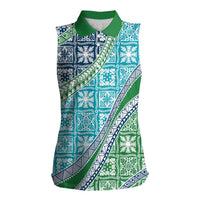 Hawaiian Quilt Pattern Women Sleeveless Polo Shirt Fresh Color Mixed - Polynesian Pride