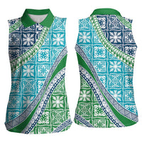 Hawaiian Quilt Pattern Women Sleeveless Polo Shirt Fresh Color Mixed - Polynesian Pride
