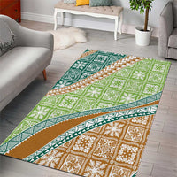 Hawaiian Quilt Pattern Area Rug Green Chestnut Color Mixed - Polynesian Pride