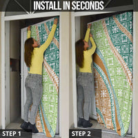 Hawaiian Quilt Pattern Door Cover Green Chestnut Color Mixed - Polynesian Pride