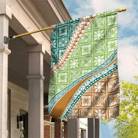 Hawaiian Quilt Pattern Garden Flag Green Chestnut Color Mixed - Polynesian Pride