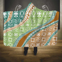 Hawaiian Quilt Pattern Hooded Blanket Green Chestnut Color Mixed - Polynesian Pride