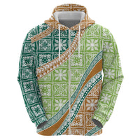 Hawaiian Quilt Pattern Hoodie Green Chestnut Color Mixed - Polynesian Pride