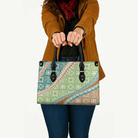 Hawaiian Quilt Pattern Leather Bag Green Chestnut Color Mixed - Polynesian Pride