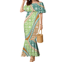 Hawaiian Quilt Pattern Mermaid Dress Green Chestnut Color Mixed - Polynesian Pride