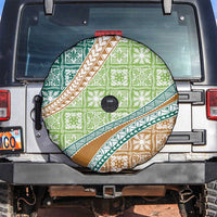 Hawaiian Quilt Pattern Spare Tire Cover Green Chestnut Color Mixed - Polynesian Pride