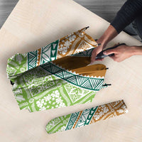 Hawaiian Quilt Pattern Umbrella Green Chestnut Color Mixed - Polynesian Pride