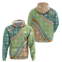 Hawaiian Quilt Pattern Zip Hoodie Green Chestnut Color Mixed - Polynesian Pride