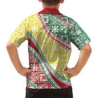 Hawaiian Quilt Pattern Family Matching Short Sleeve Bodycon Dress and Hawaiian Shirt Special Color Mixed - Polynesian Pride
