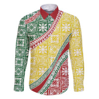 Hawaiian Quilt Pattern Family Matching Short Sleeve Bodycon Dress and Hawaiian Shirt Special Color Mixed - Polynesian Pride