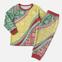 Hawaiian Quilt Pattern Christmas Pajama Set Special Color Mixed - Polynesian Pride