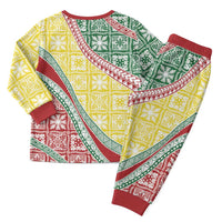 Hawaiian Quilt Pattern Christmas Pajama Set Special Color Mixed - Polynesian Pride