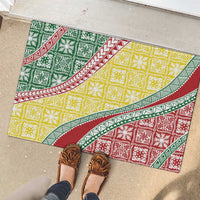 Hawaiian Quilt Pattern Rubber Doormat Special Color Mixed - Polynesian Pride