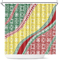 Hawaiian Quilt Pattern Shower Curtain Special Color Mixed - Polynesian Pride