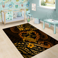 Polynesian Turtle Valentine Area Rug You And Me Gold Hibiscus Heart LT01 - Polynesian Pride