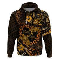 Polynesian Turtle Valentine Zip Hoodie You And Me Gold Hibiscus Heart LT01 Pullover Hoodie Gold - Polynesian Pride