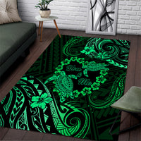 Polynesian Turtle Valentine Area Rug You And Me Green Hibiscus Heart LT01 Green - Polynesian Pride