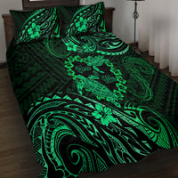 Polynesian Turtle Valentine Quilt Bed Set You And Me Green Hibiscus Heart LT01 - Polynesian Pride