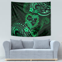 Polynesian Turtle Valentine Tapestry You And Me Green Hibiscus Heart LT01 - Polynesian Pride