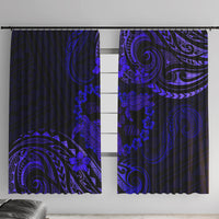 Polynesian Turtle Valentine Window Curtain You And Me Navy Blue Hibiscus Heart LT01 With Hooks Blue - Polynesian Pride