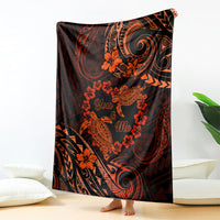 Polynesian Turtle Valentine Blanket You And Me Orange Hibiscus Heart LT01 Orange - Polynesian Pride