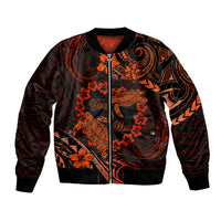 Polynesian Turtle Valentine Bomber Jacket You And Me Orange Hibiscus Heart LT01 Unisex Orange - Polynesian Pride