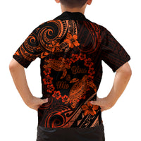 Polynesian Turtle Valentine Family Matching Puletasi and Hawaiian Shirt You And Me Orange Hibiscus Heart LT01 - Polynesian Pride