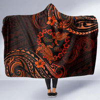 Polynesian Turtle Valentine Hooded Blanket You And Me Orange Hibiscus Heart LT01 - Polynesian Pride