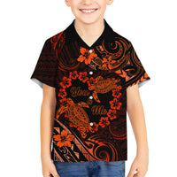 Polynesian Turtle Valentine Kid Hawaiian Shirt You And Me Orange Hibiscus Heart LT01 Kid Orange - Polynesian Pride