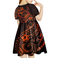 Polynesian Turtle Valentine Kid Short Sleeve Dress You And Me Orange Hibiscus Heart LT01 - Polynesian Pride