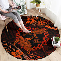 Polynesian Turtle Valentine Round Carpet You And Me Orange Hibiscus Heart LT01 - Polynesian Pride