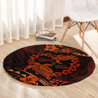 Polynesian Turtle Valentine Round Carpet You And Me Orange Hibiscus Heart LT01 - Polynesian Pride