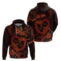 Polynesian Turtle Valentine Zip Hoodie You And Me Orange Hibiscus Heart LT01 - Polynesian Pride