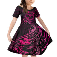 Polynesian Turtle Valentine Family Matching Mermaid Dress and Hawaiian Shirt You And Me Pink Hibiscus Heart LT01 Daughter's Dress Pink - Polynesian Pride