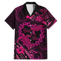 Polynesian Turtle Valentine Family Matching Mermaid Dress and Hawaiian Shirt You And Me Pink Hibiscus Heart LT01 Dad's Shirt - Short Sleeve Pink - Polynesian Pride