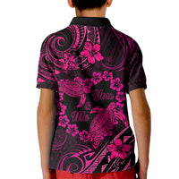 Polynesian Turtle Valentine Kid Polo Shirt You And Me Pink Hibiscus Heart LT01 - Polynesian Pride