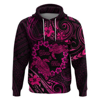 Polynesian Turtle Valentine Zip Hoodie You And Me Pink Hibiscus Heart LT01 Pullover Hoodie Pink - Polynesian Pride