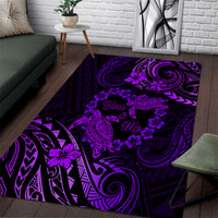 Polynesian Turtle Valentine Area Rug You And Me Purple Hibiscus Heart LT01 Purple - Polynesian Pride