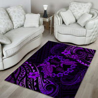 Polynesian Turtle Valentine Area Rug You And Me Purple Hibiscus Heart LT01 - Polynesian Pride