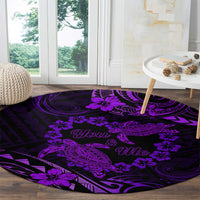 Polynesian Turtle Valentine Round Carpet You And Me Purple Hibiscus Heart LT01 - Polynesian Pride