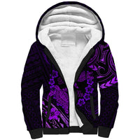 Polynesian Turtle Valentine Sherpa Hoodie You And Me Purple Hibiscus Heart LT01 Unisex Purple - Polynesian Pride