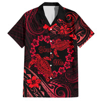 Polynesian Turtle Valentine Family Matching Off Shoulder Short Dress and Hawaiian Shirt You And Me Red Hibiscus Heart LT01 Dad's Shirt - Short Sleeve Red - Polynesian Pride