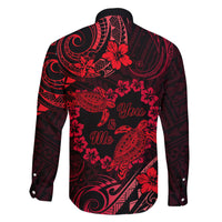 Polynesian Turtle Valentine Family Matching Short Sleeve Bodycon Dress and Hawaiian Shirt You And Me Red Hibiscus Heart LT01 - Polynesian Pride
