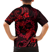 Polynesian Turtle Valentine Family Matching Tank Maxi Dress and Hawaiian Shirt You And Me Red Hibiscus Heart LT01 - Polynesian Pride
