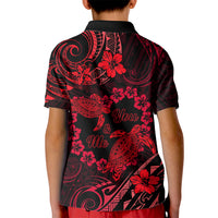 Polynesian Turtle Valentine Kid Polo Shirt You And Me Red Hibiscus Heart LT01 - Polynesian Pride