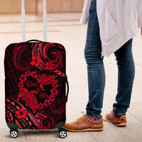 Polynesian Turtle Valentine Luggage Cover You And Me Red Hibiscus Heart LT01 Red - Polynesian Pride