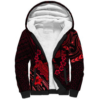 Polynesian Turtle Valentine Sherpa Hoodie You And Me Red Hibiscus Heart LT01 Unisex Red - Polynesian Pride