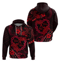 Polynesian Turtle Valentine Zip Hoodie You And Me Red Hibiscus Heart LT01 - Polynesian Pride