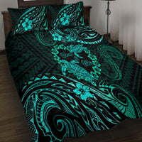Polynesian Turtle Valentine Quilt Bed Set You And Me Turquoise Hibiscus Heart LT01 - Polynesian Pride