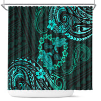 Polynesian Turtle Valentine Shower Curtain You And Me Turquoise Hibiscus Heart LT01 Turquoise - Polynesian Pride